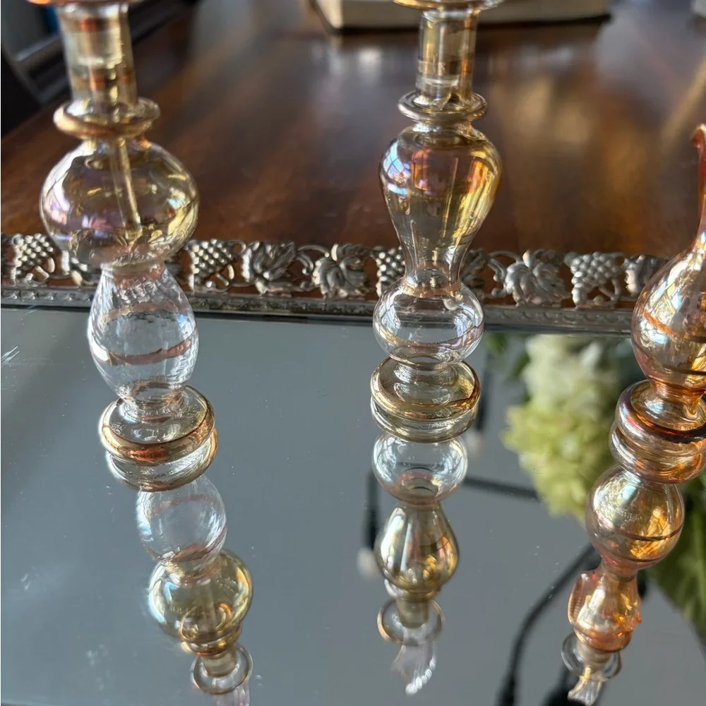 Elegant Egyptian perfumeGlass bottles and vintage trey